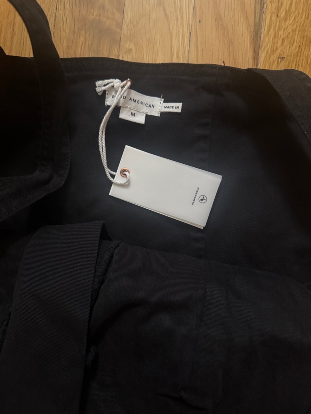 Good American Lace Up Corset Utility Jumpsuit Black Sz M NWT Flare Sold Out - Picture 8 of 12